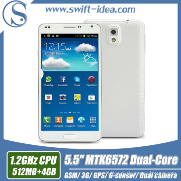 5.5 Inch 512+4 Mtk6572 Dual Core Dual Camera Smart Mobile Phone Android 4.2.2 OS Dual SIM WiFi Cheap Smart Phone (N9000W)
